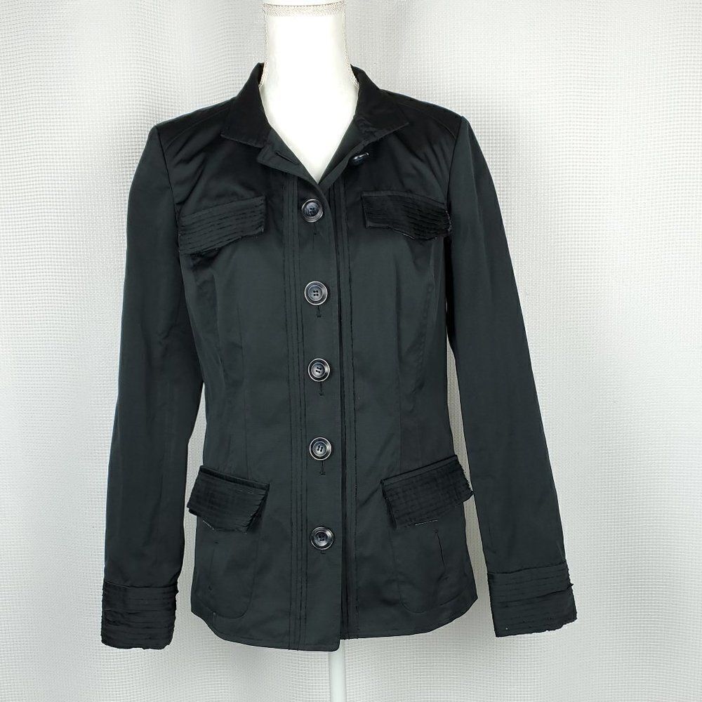 Carlisle Women's Black Military Utility Jacket Button Front 4-Pocket Size 10